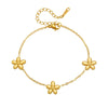 Wholesale Women's Fashion Simple Versatile Goldplated Stainless Steel Fivepetal Flower Bracelet Jewelry
