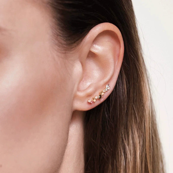 Wholesale Women's Fashion Small Fresh Geometric Multicolor Zircon Earrings Silver Needle Copper