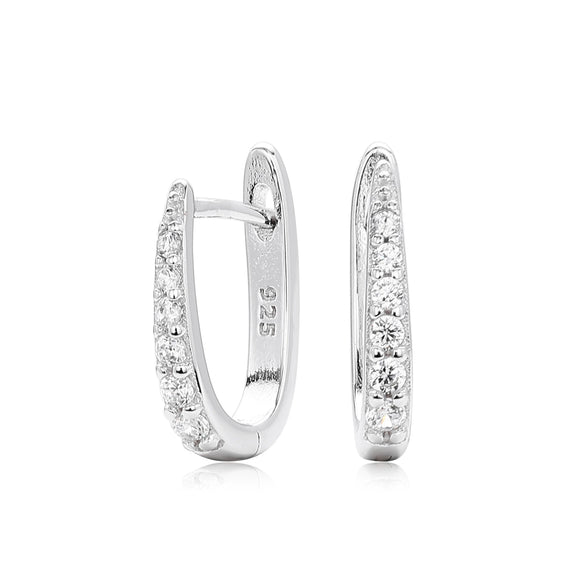 Wholesale Women's Fashion Small Fresh Ushape Microinlay 925 Sterling Silver Diamond Zircon Earrings Jewelry