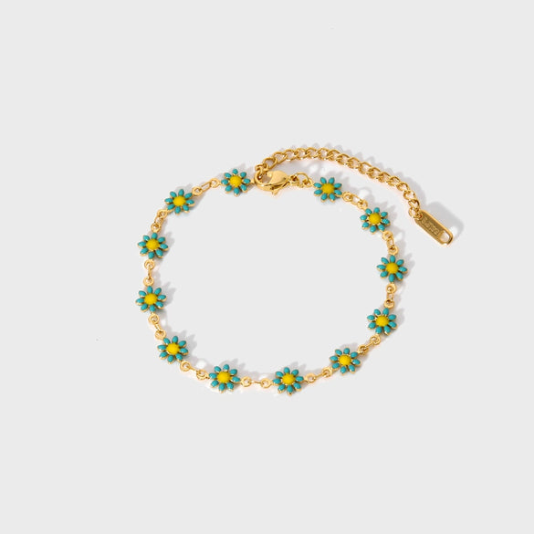 Wholesale Women's Fashion Small Wrinkle Chrysanthemum Stainless Steel Bracelet With Pvdp Furnace Real Gold Treatment