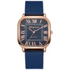 Wholesale Women's Fashion Square Alloy Case Silicone Strap Antique Quartz Watch With Roman Scale