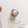 Wholesale Women's Fashion Square Freshwater Pearl Ring Copper Gold Plated