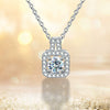 Wholesale Women's Fashion Square Moissanite Pendant Necklace With Geometric Pattern Made Of 925 Silver And Electroplated