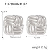 Wholesale Women's Fashion Square Oblique Stripe Stainless Steel Gold Plated Electroplated Earrings Combination