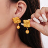 Wholesale Women's Fashion Square Oblique Stripe Stainless Steel Gold Plated Electroplated Earrings Combination