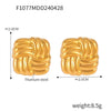 Wholesale Women's Fashion Square Oblique Stripe Stainless Steel Gold Plated Electroplated Earrings Combination