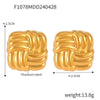 Wholesale Women's Fashion Square Oblique Stripe Stainless Steel Gold Plated Electroplated Earrings Combination
