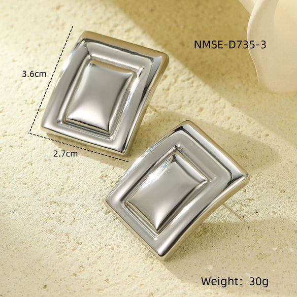 Wholesale Women's Fashion Square Titanium Steel And Stainless Steel Electroplated Earrings