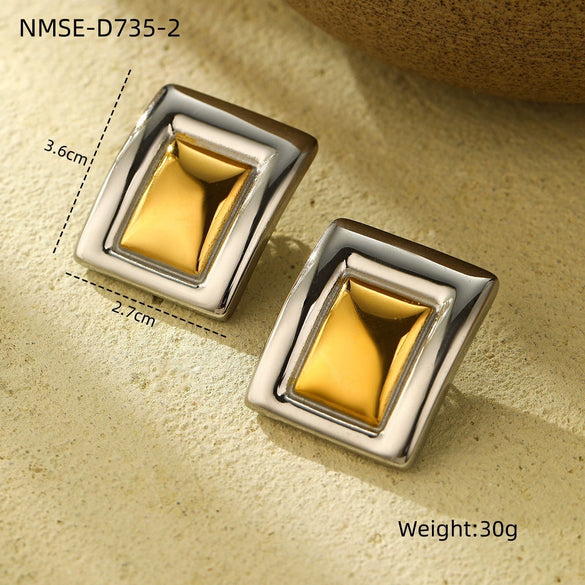Wholesale Women's Fashion Square Titanium Steel And Stainless Steel Electroplated Earrings