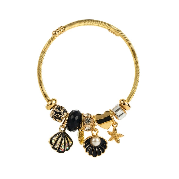 Wholesale Women's Fashion Stainless Steel Alloy Bracelet With Diamond Pearl Pendant