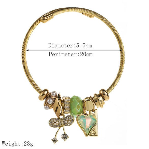 Wholesale Women's Fashion Stainless Steel Alloy Heart Diamond Bracelet