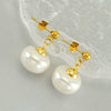 Wholesale Women's Fashion Stainless Steel And Imitation Pearl Geometric Earrings With Electroplating