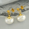 Wholesale Women's Fashion Stainless Steel And Imitation Pearl Geometric Earrings With Electroplating