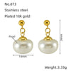 Wholesale Women's Fashion Stainless Steel And Imitation Pearl Geometric Earrings With Electroplating