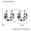 Wholesale Women's Fashion 316L Stainless Steel And Resin Ushaped Geometric Leopard Print Electroplated Earrings