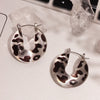 Wholesale Women's Fashion 316L Stainless Steel And Resin Ushaped Geometric Leopard Print Electroplated Earrings