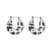 Wholesale Women's Fashion 316L Stainless Steel And Resin Ushaped Geometric Leopard Print Electroplated Earrings