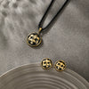 Wholesale Women's Fashion Stainless Steel And Titanium Steel Jewelry Set With Geometric Style And Electroplating Black Rope Series Button Earrings And Necklace Combination