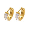 Wholesale Women's Fashion Stainless Steel Circle Earrings With 5A Zircon And Geometric Pattern Electroplated