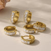 Wholesale Women's Fashion Stainless Steel Circle Earrings With 5A Zircon And Geometric Pattern Electroplated