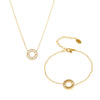 Wholesale Women's Fashion Stainless Steel Circle Pendant Clavicle Necklace And Bracelet Set With Electroplating Niche Design