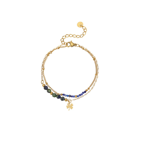 Wholesale Women's Fashion Stainless Steel Electroplated Natural Stone Bead String Bracelet