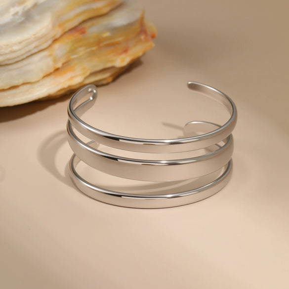 Wholesale Women's Fashion Stainless Steel Electroplated Open Bracelet Niche Design Jewelry