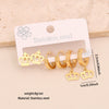 Wholesale Women's Fashion Stainless Steel Flower Crown Heart Shape Butterfly Earrings With Electroplating