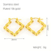 Wholesale Women's Fashion Stainless Steel Geometric Ushaped Electroplated Bamboo Design Retro Light Luxury Earrings