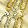 Wholesale Women's Fashion Stainless Steel Heart And Fivepointed Star Pendant Necklace With Electroplating Treatment