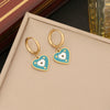 Wholesale Women's Fashion Stainless Steel Heart Shaped Double O Chain Necklace With Electroplating And Drop Oil Eyes Design