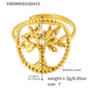 Wholesale Women's Fashion Stainless Steel Irregular Hollow Multi Layer Geometric Ring With Opening Design And Electroplating