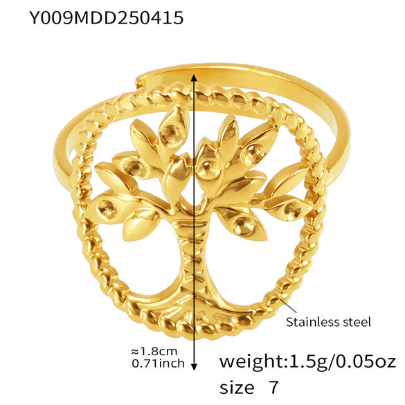 Wholesale Women's Fashion Stainless Steel Irregular Hollow Multi Layer Geometric Ring With Opening Design And Electroplating