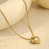Wholesale Women's Fashion Stainless Steel 18K Electroplated Geometric Heart Pendant Necklace