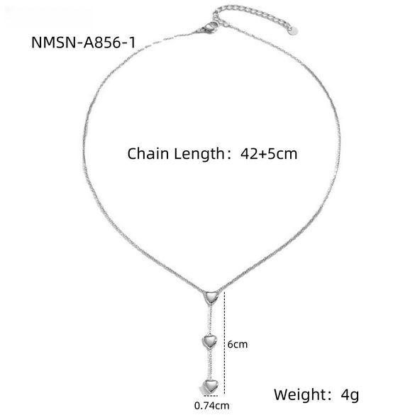 Wholesale Women's Fashion Stainless Steel 18K Electroplated Geometric Heart Pendant Necklace