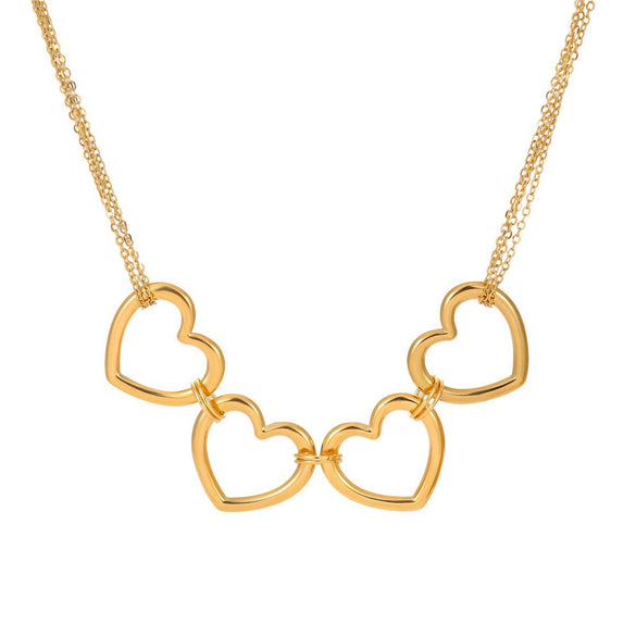 Wholesale Women's Fashion Stainless Steel 18K Electroplated Geometric Heart Pendant Necklace