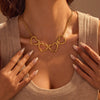 Wholesale Women's Fashion Stainless Steel 18K Electroplated Geometric Heart Pendant Necklace