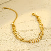 Wholesale Women's Fashion Stainless Steel 18K Gold Electroplated Threelayer Stacked Disc Natural Stone Bracelets