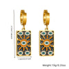 Wholesale Women's Fashion Stainless Steel Necklace And Earrings Set With Sun Devil's Eye Square Pendant And Stars Sun And Moon Clouds Cosmic Pattern Electroplated