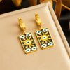 Wholesale Women's Fashion Stainless Steel Necklace And Earrings Set With Sun Devil's Eye Square Pendant And Stars Sun And Moon Clouds Cosmic Pattern Electroplated