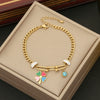 Wholesale Women's Fashion Stainless Steel Oil Dropping Flower Love Butterfly Bracelet With Heart And Flower Pattern Electroplated