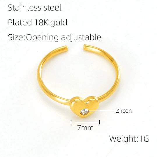 Wholesale Women's Fashion Stainless Steel Ring With Heart Flowers Bow Design Electroplated