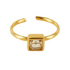 Wholesale Women's Fashion Stainless Steel Ring With Square Love Shape And Flower Design Inlaid With Zircon