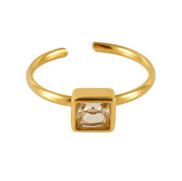 Wholesale Women's Fashion Stainless Steel Ring With Square Love Shape And Flower Design Inlaid With Zircon