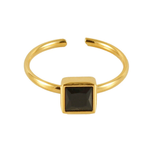Wholesale Women's Fashion Stainless Steel Ring With Square Love Shape And Flower Design Inlaid With Zircon