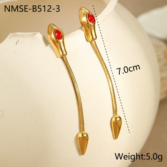 Wholesale Women's Fashion Stainless Steel Snake Element Earrings With Geometric And Animal Patterns Electroplated