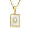 Wholesale Women's Fashion Stainless Steel Square Necklace With White Shell And Letter Design Gold Titanium Steel Electroplated Clavicle Chain