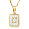 Wholesale Women's Fashion Stainless Steel Square Necklace With White Shell And Letter Design Gold Titanium Steel Electroplated Clavicle Chain