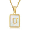 Wholesale Women's Fashion Stainless Steel Square Necklace With White Shell And Letter Design Gold Titanium Steel Electroplated Clavicle Chain