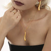 Wholesale Women's Fashion 316L Stainless Steel Water Drop Hollow Pendant Necklace And Earrings With Electroplating